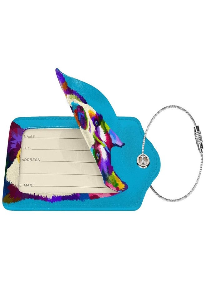 PutDiDi Luggage Tag Husky Leather Suitcase Tags Identifiers Privacy Cover Address Card Id Label with Stainless Steel Loop for Travel Bag Baggage Labels for Women Men Travel Essentials 2 Pcs - Image 2